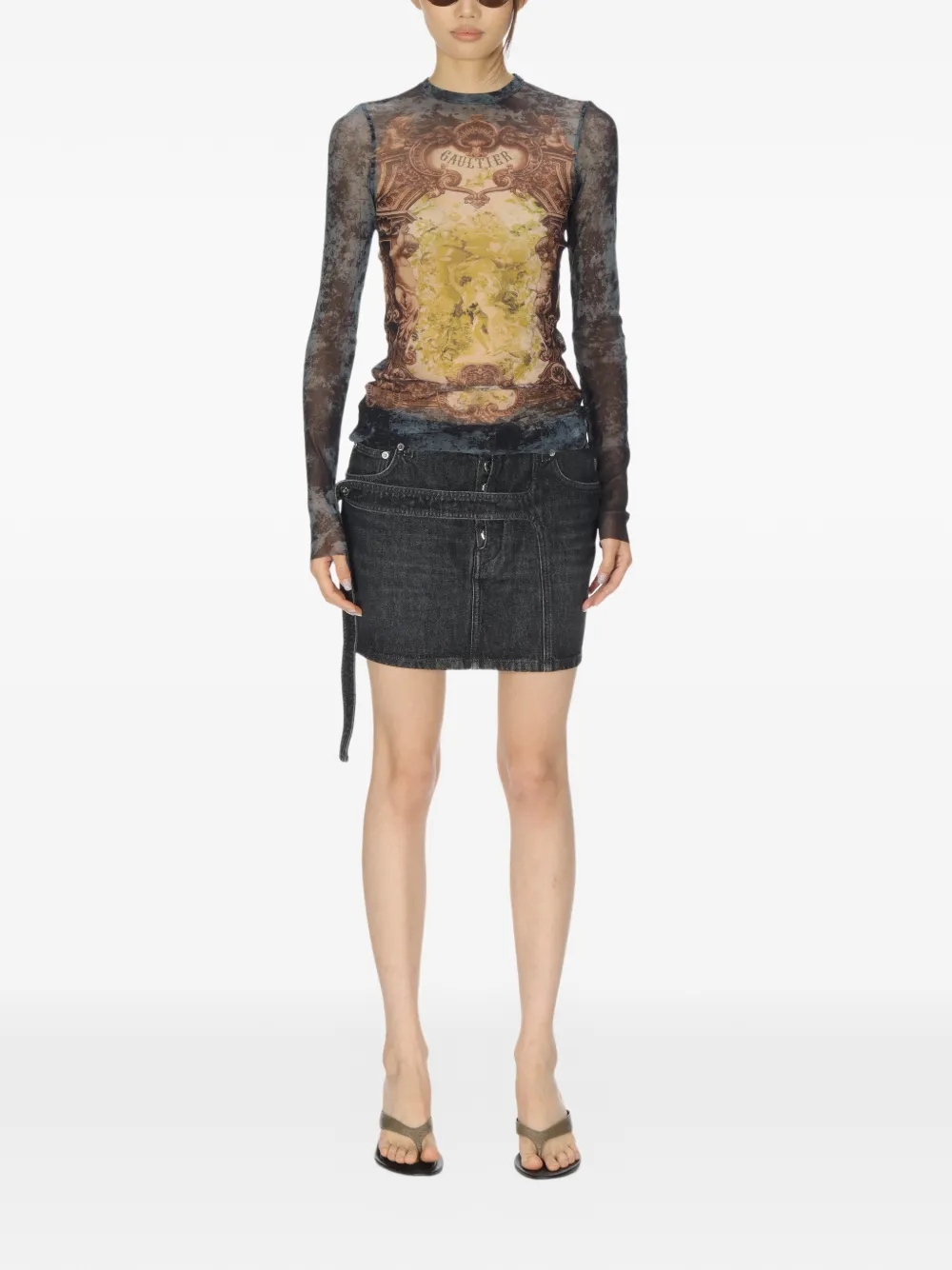 Jean Paul Gaultier Mini-rok met lage taille Zwart