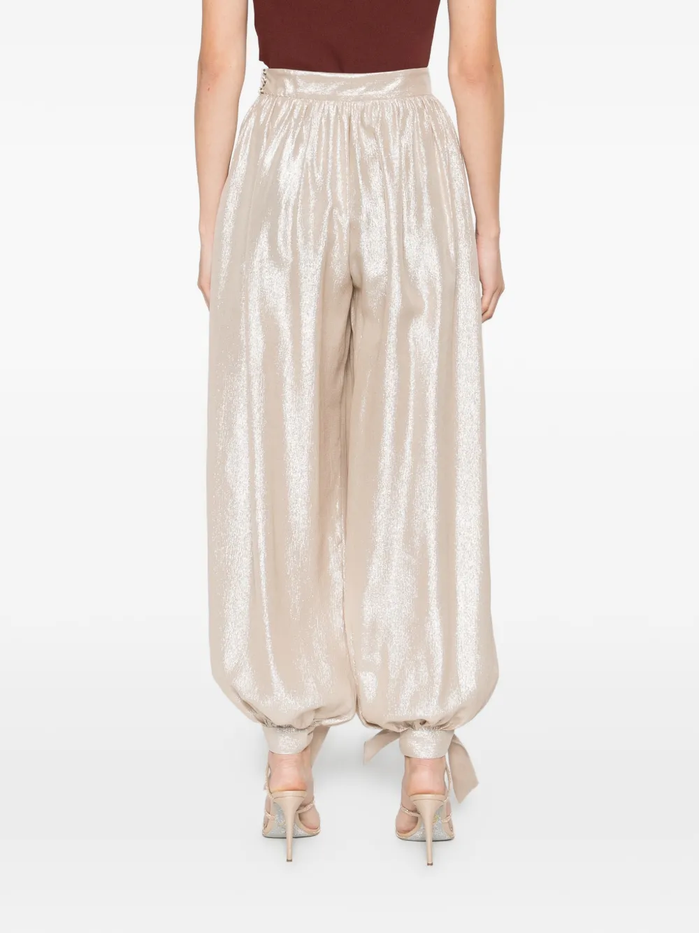 Taller Marmo Broek met manchetten met strik Beige