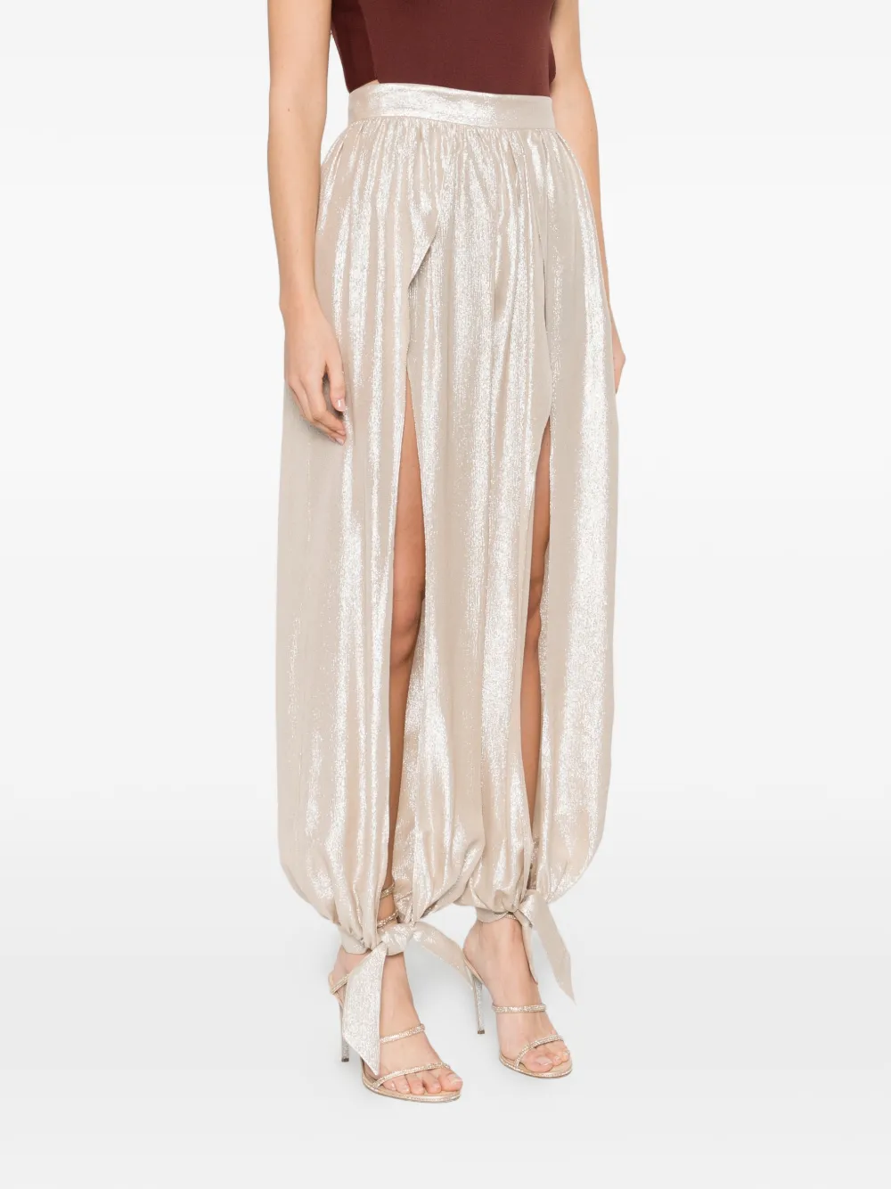 Taller Marmo Broek met manchetten met strik Beige