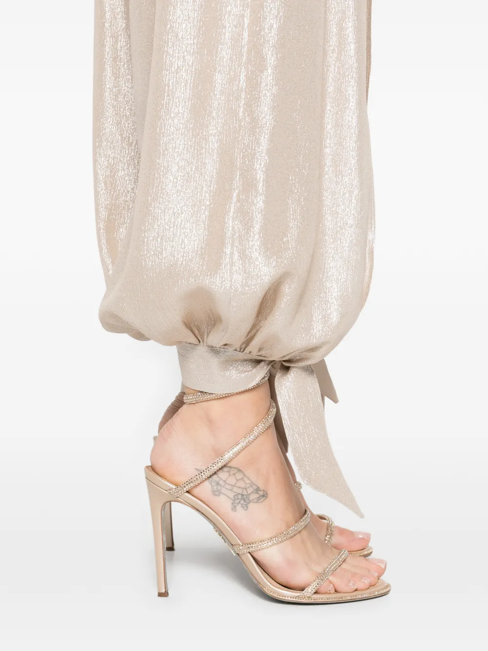 Taller Marmo Broek met manchetten met strik Beige