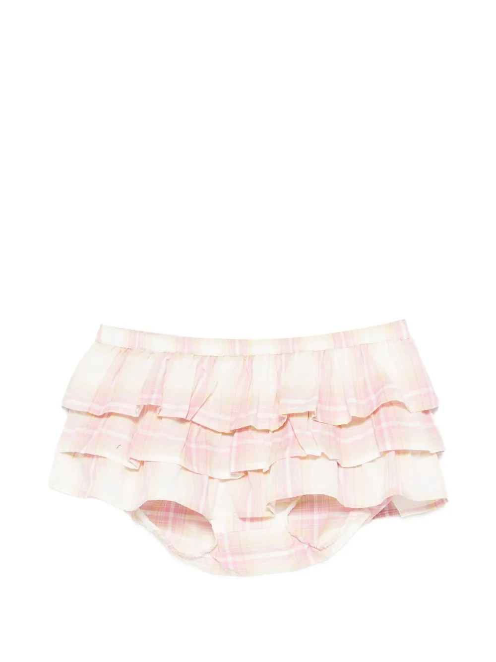 Gimaguas Jardin plaid-patern ruffled shorts - Rosa