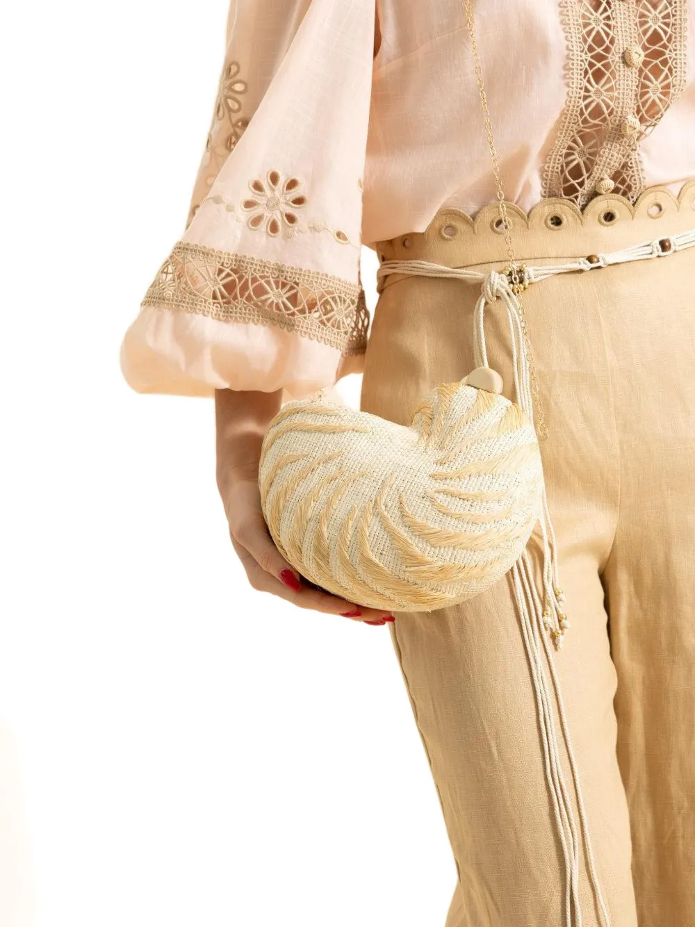 Poolside Anna clutch met ketting Beige