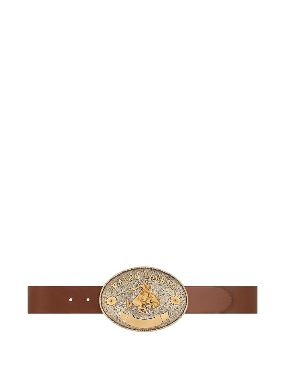 Polo Ralph Lauren rodeo-buckle wide belt - Marrone