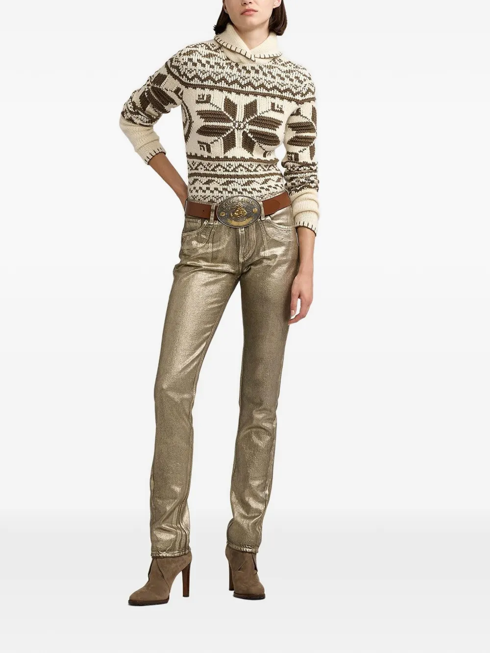 Polo Ralph Lauren rodeo-buckle wide belt - Bruin