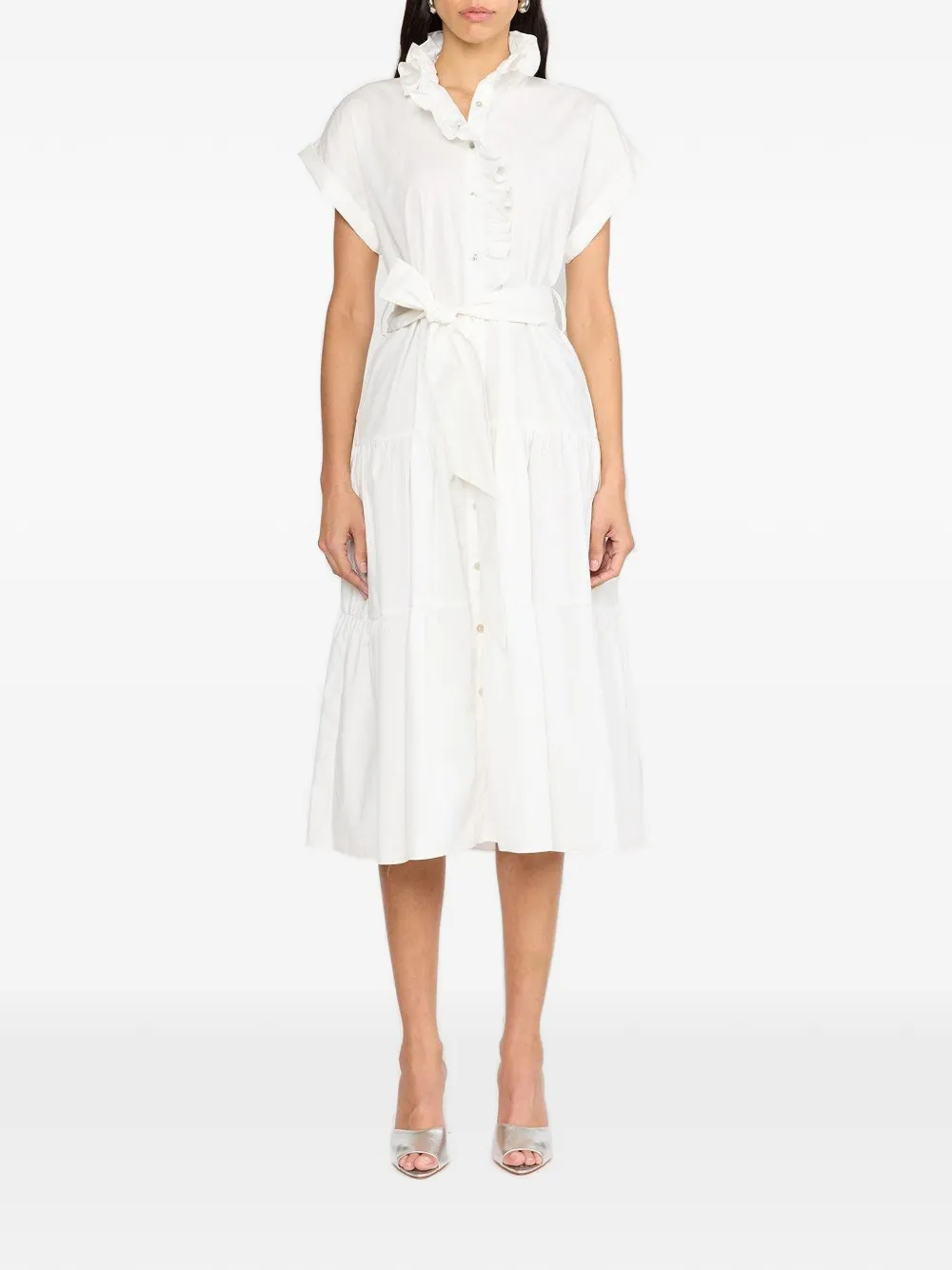 Christy Lynn Jonah belted ruffled midi dress - Wit