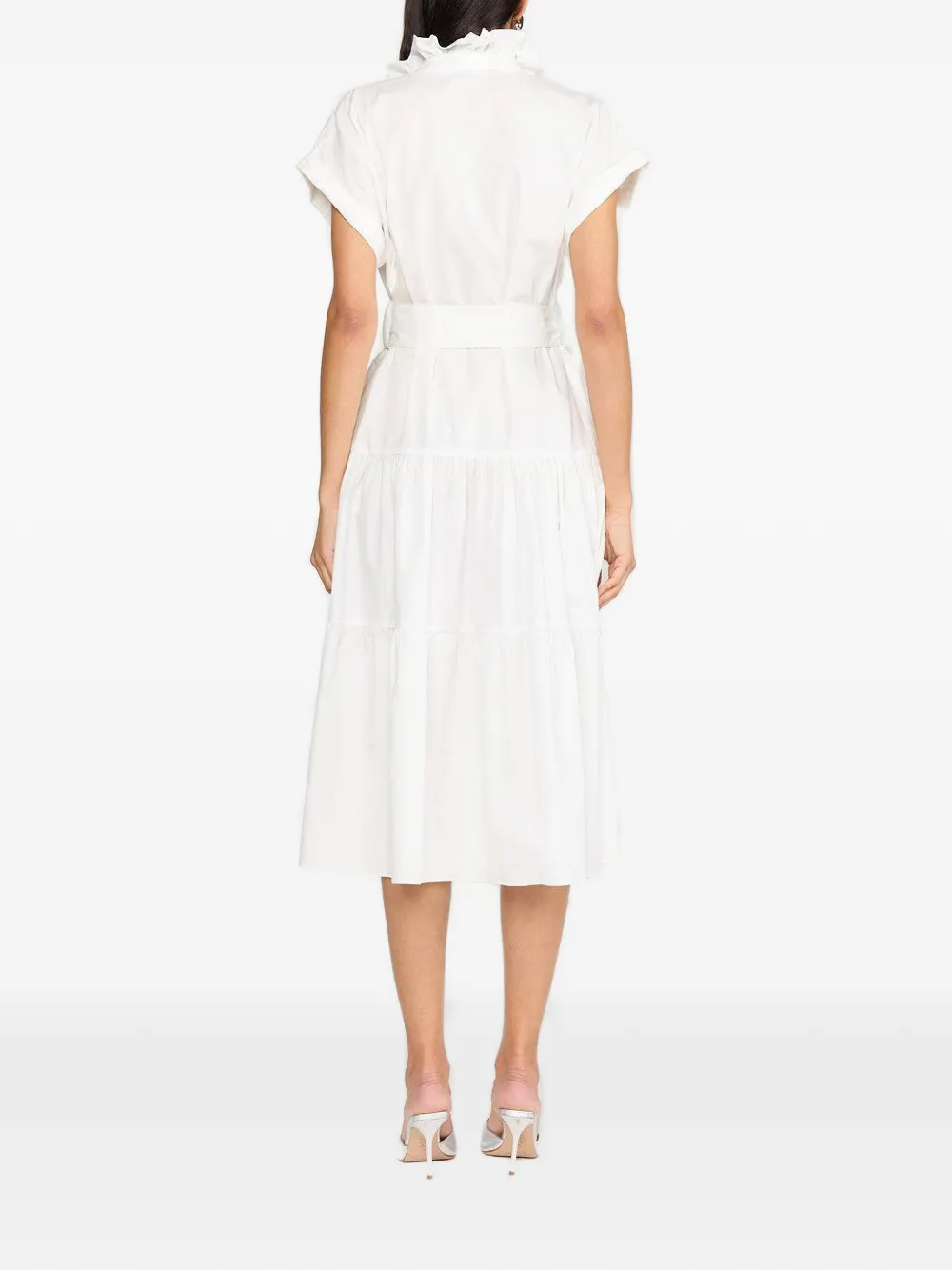 Christy Lynn Jonah midi-jurk met ceintuur en ruches Wit