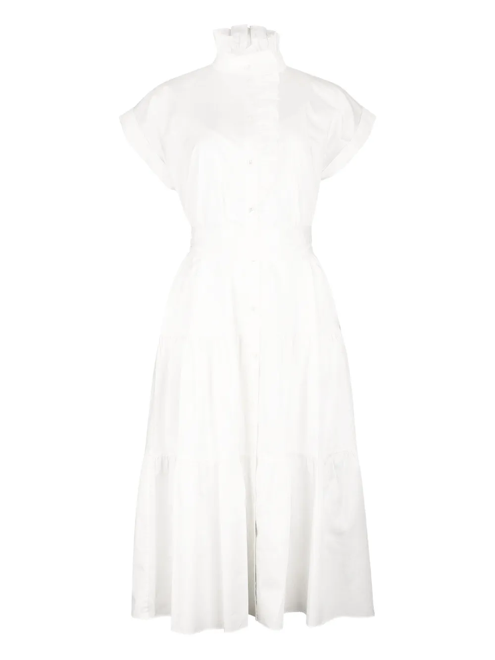 Christy Lynn Jonah belted ruffled midi dress - White