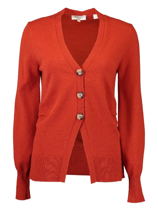 Veronica Beard Lamotte Buttoned V-neck Cardigan in Red