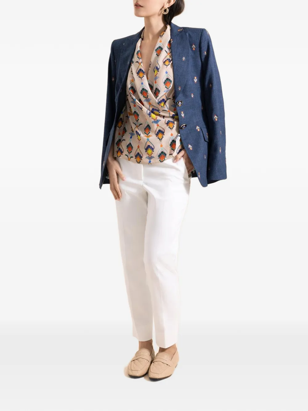 MAISON COMMON tab-front trousers - Wit