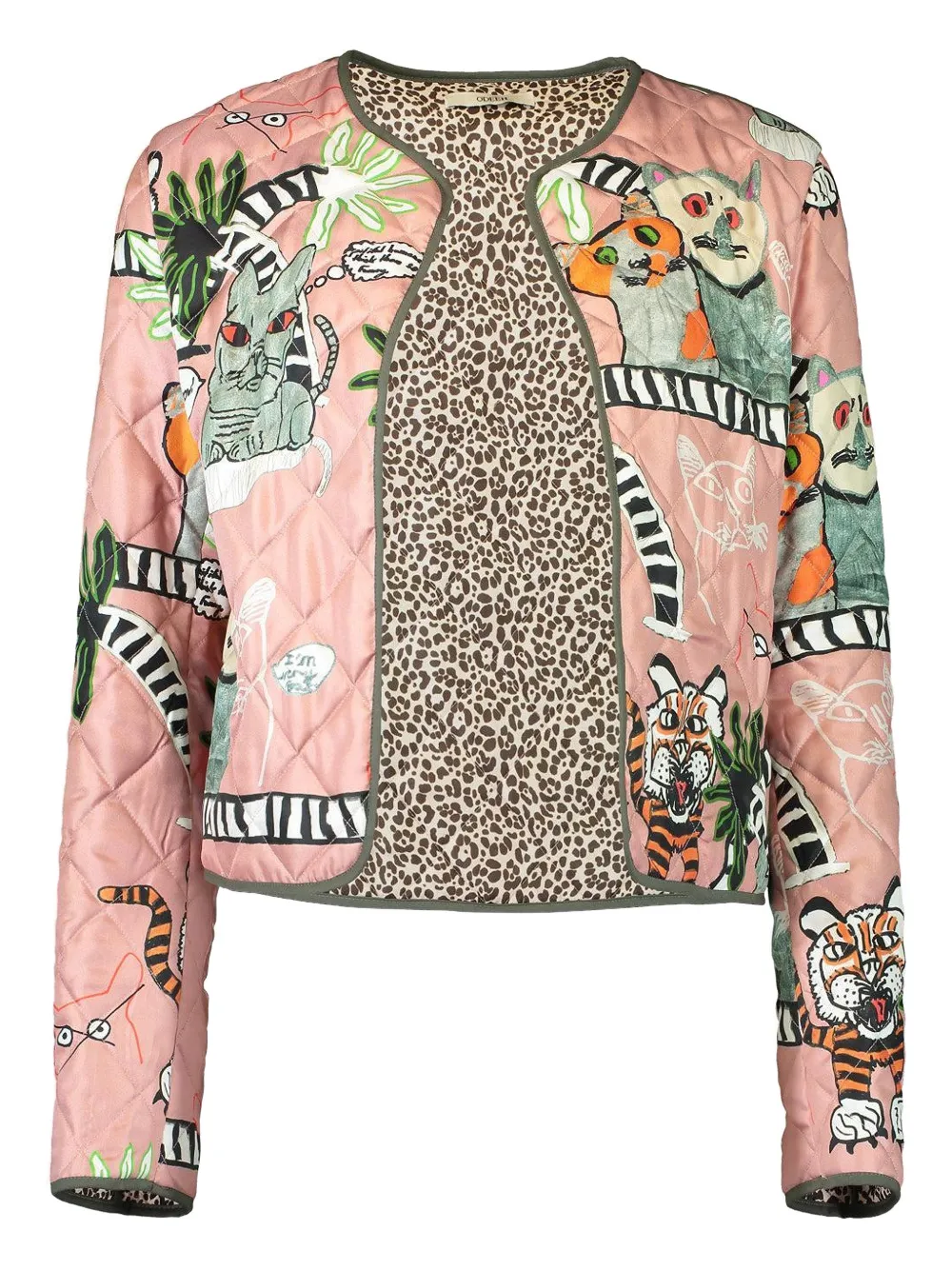 Odeeh Open Quilted Print Jacket In Pink