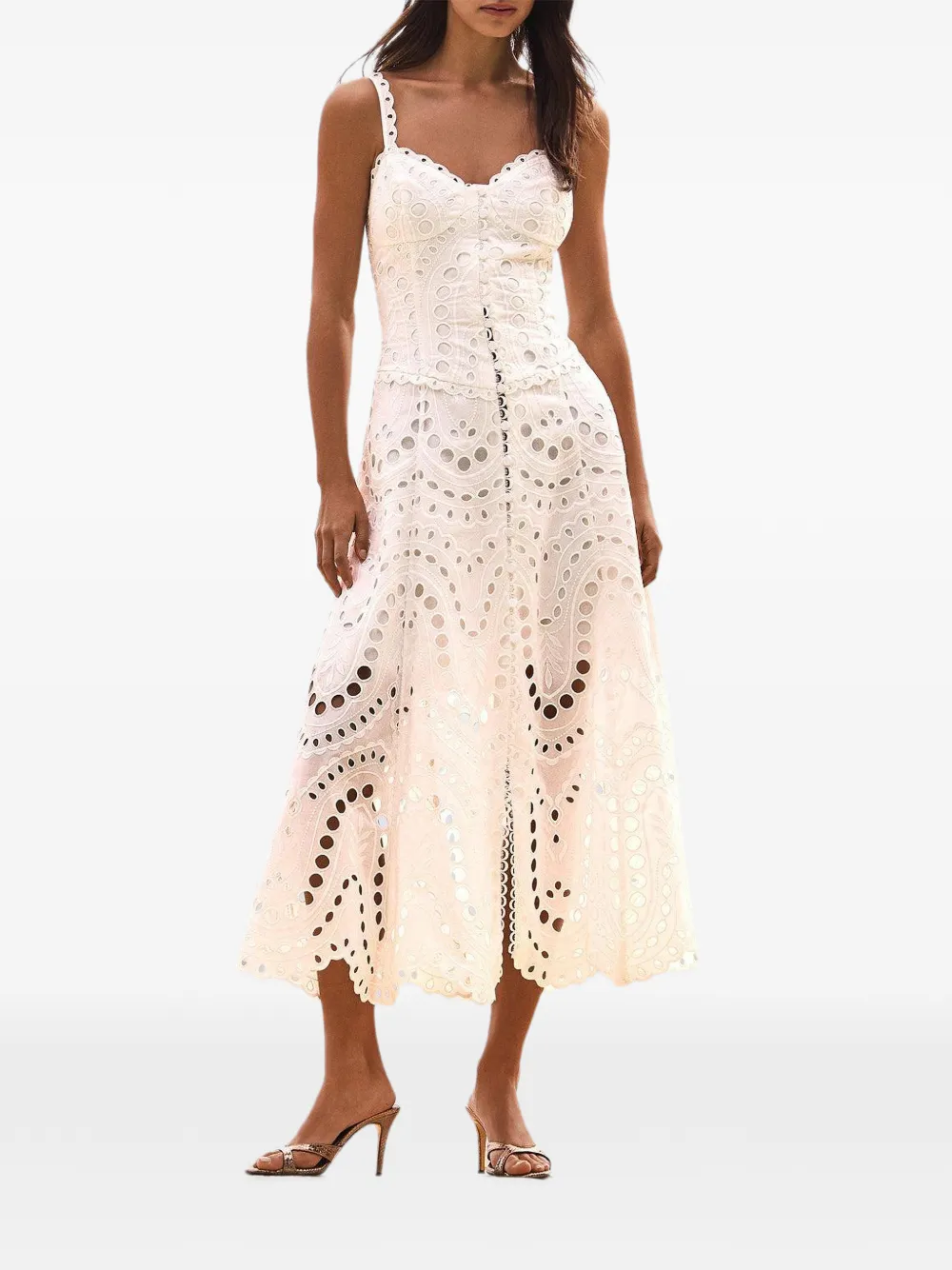 Charo Ruiz Ibiza lace scalloped solace dress - Bianco