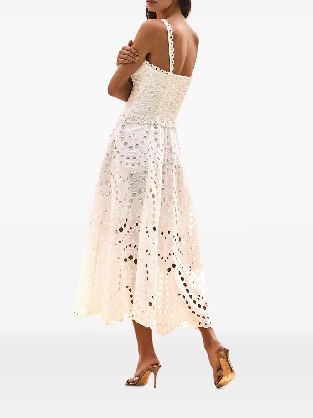 Charo Ruiz Ibiza lace scalloped solace dress - Wit