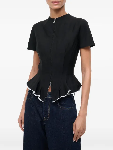 STAUD Maelle ruffled zip-up top