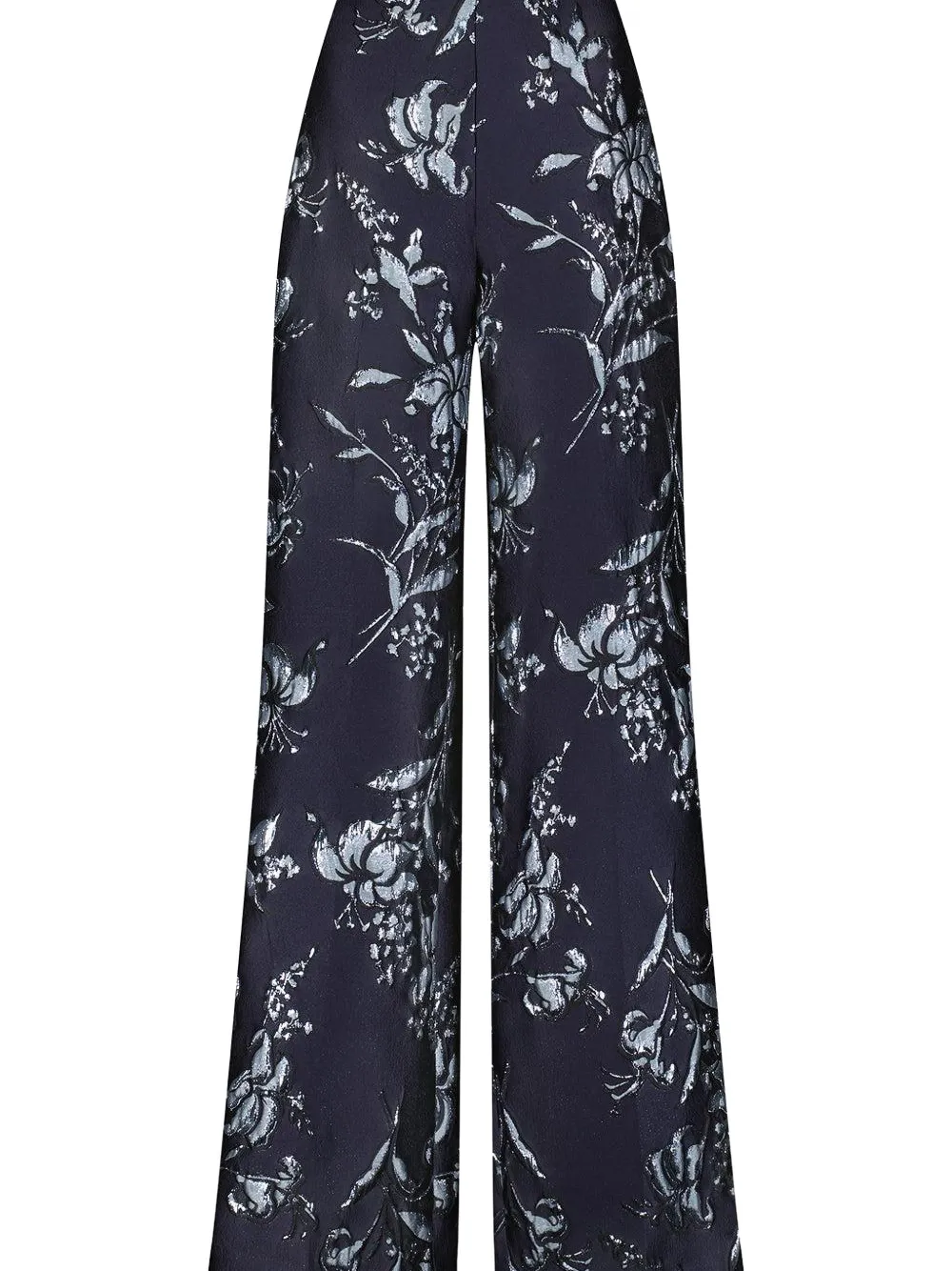 Lela Rose metallic floral wide-leg trousers - Blauw
