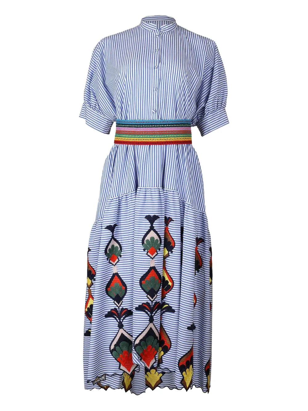 MAISON COMMON stripe-pattern midi dress - Blu
