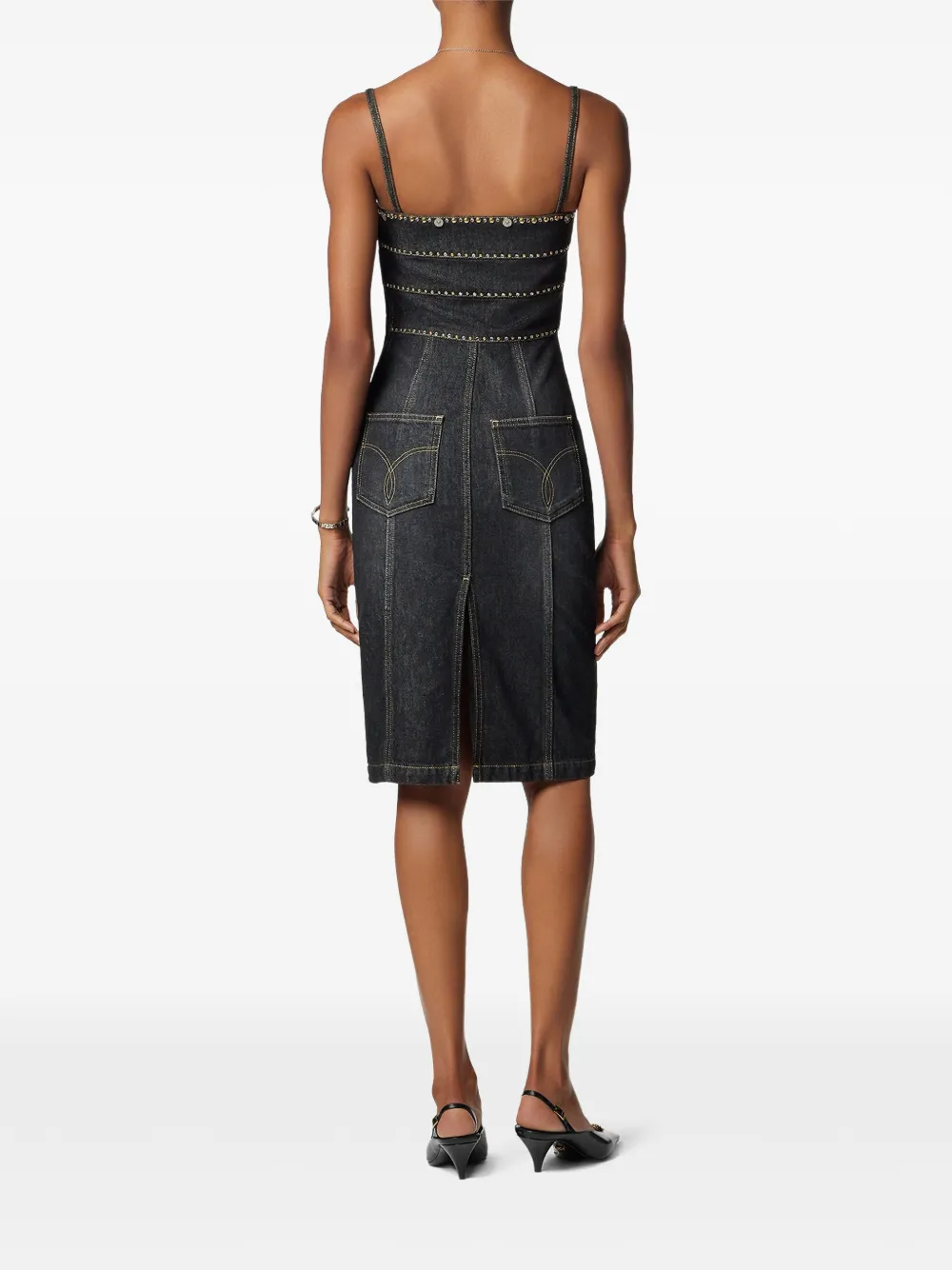 Versace embellished denim dress - Blauw