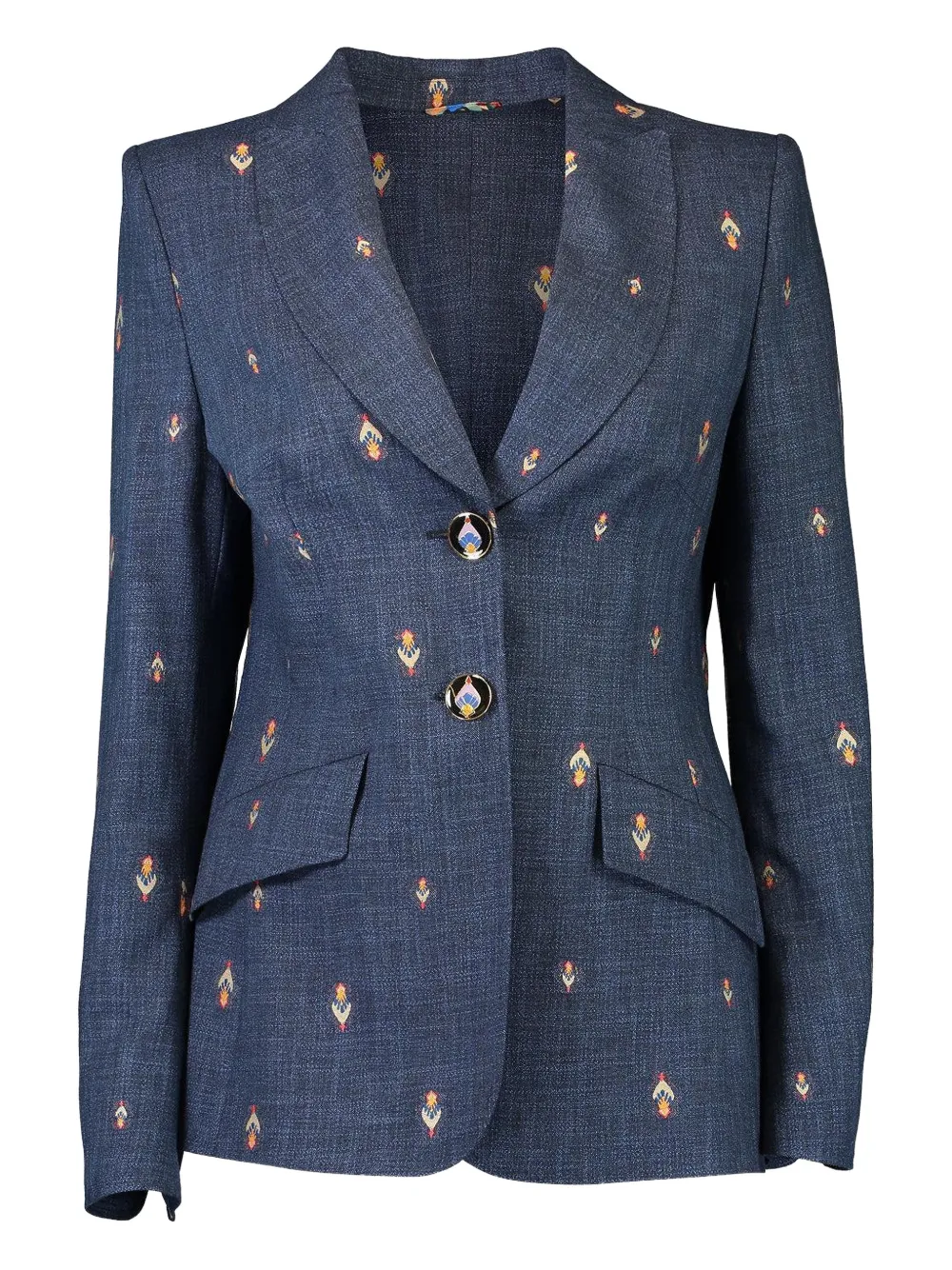 MAISON COMMON floral-embroidery denim blazer - Blu