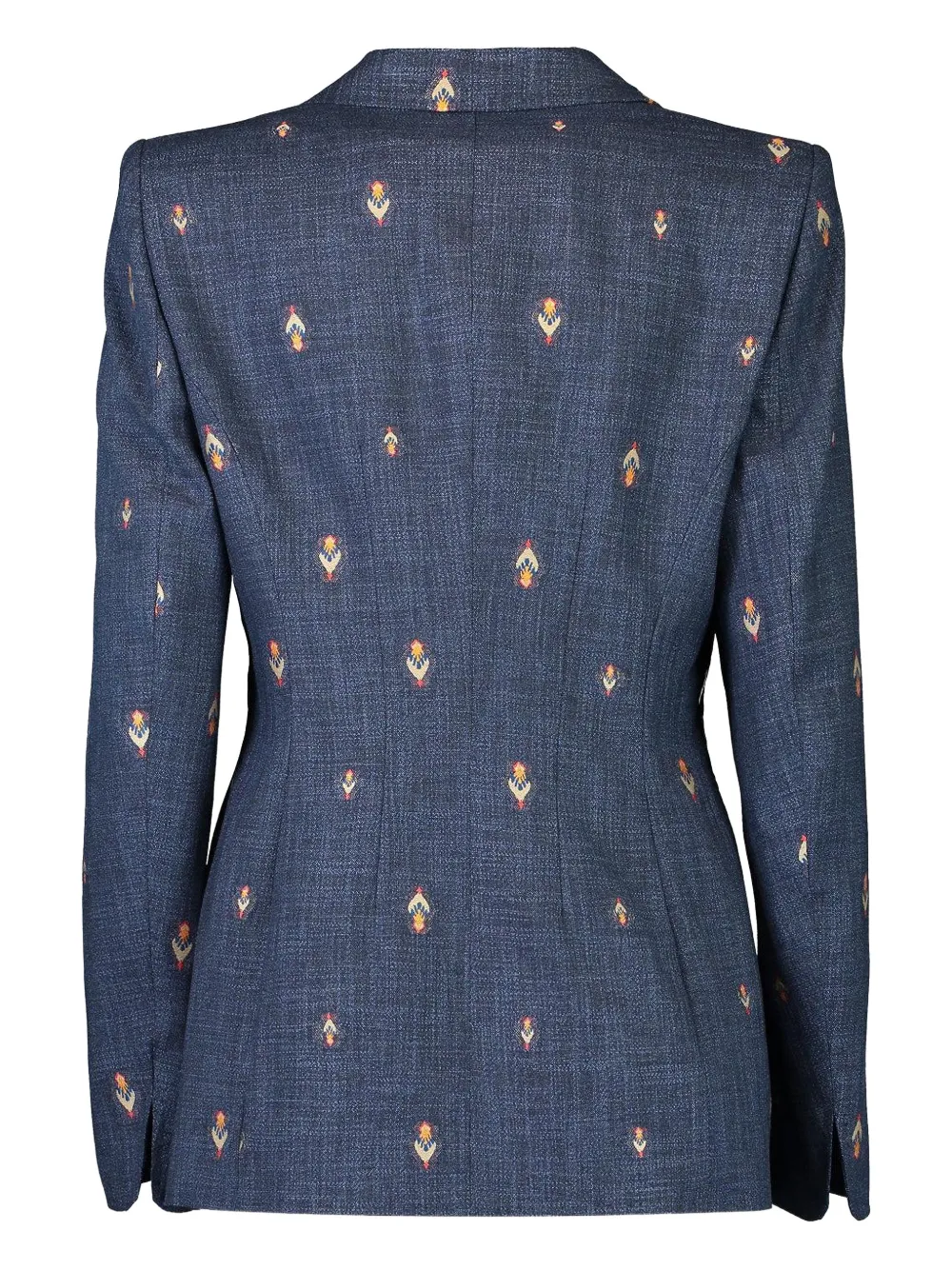  Maison Common Floral-embroidery Denim Blazer - Blue 
