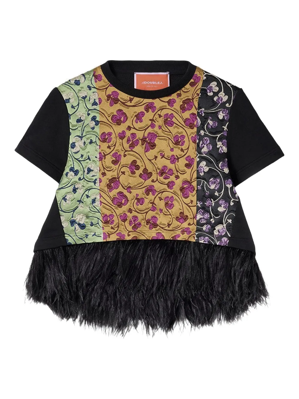 La DoubleJ Blusa con bordo di piume - Nero