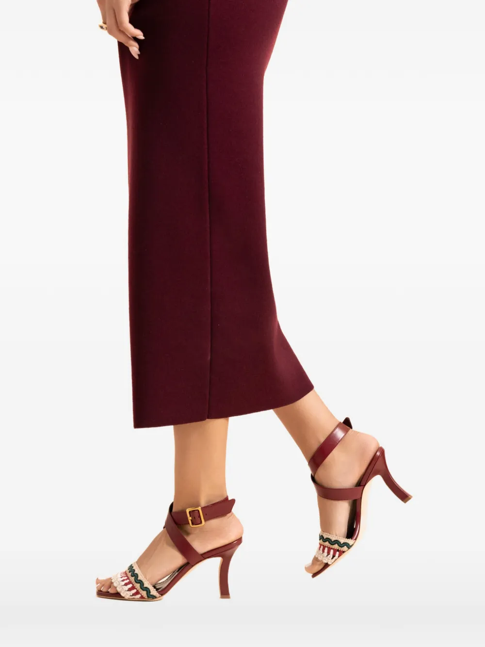 Manolo Blahnik Mabeco woven buckle sandals Rood