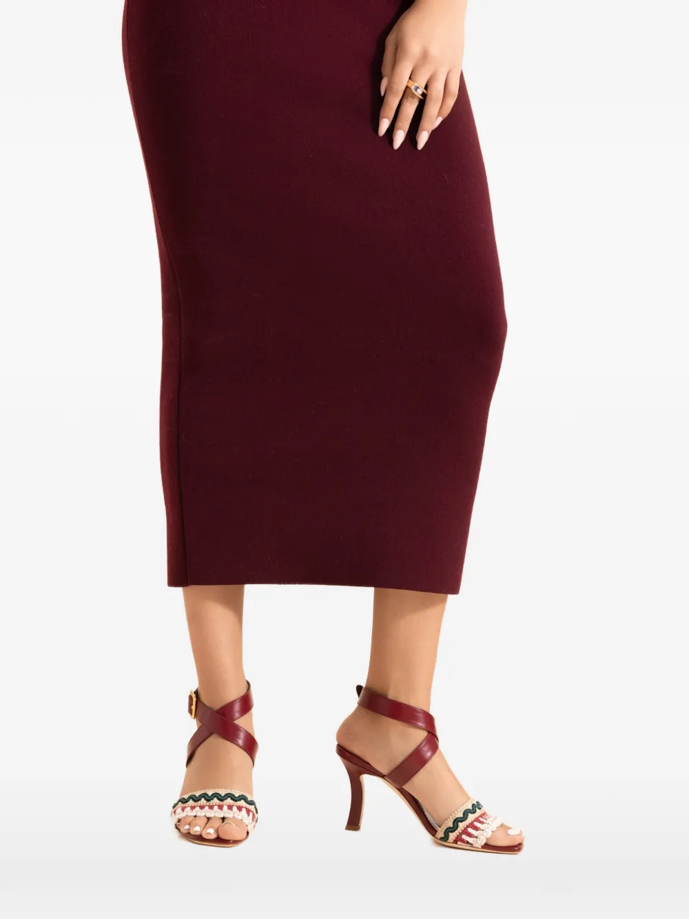 Manolo Blahnik Mabeco woven buckle sandals Rood