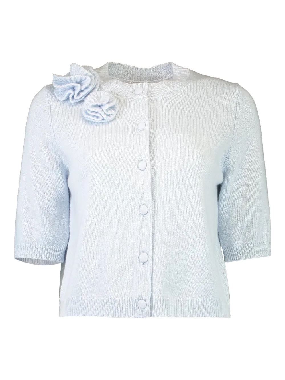 Allude floral-detail crew-neck cardigan - Blu