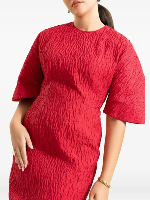 Roksanda Falah Textured Midi Dress | Red | FARFETCH GE
