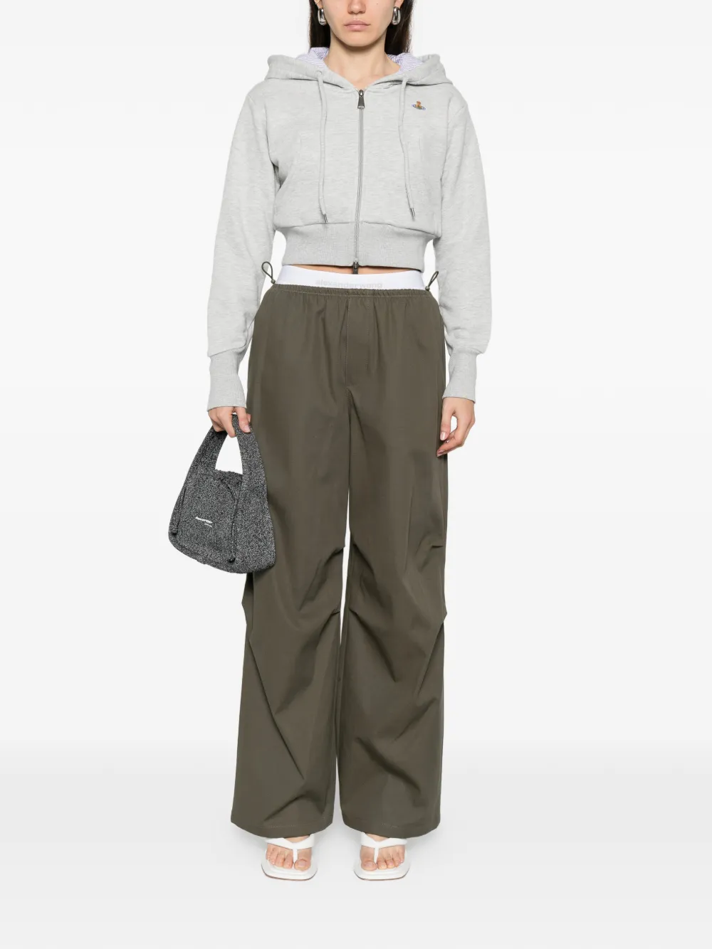 Alexander Wang logo-waistband trousers - Groen