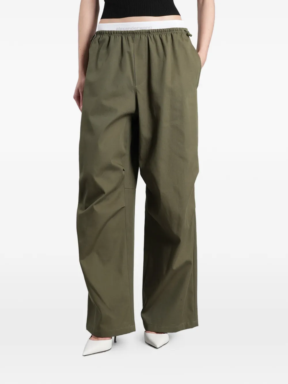Alexander Wang Pantalon met logo tailleband Groen