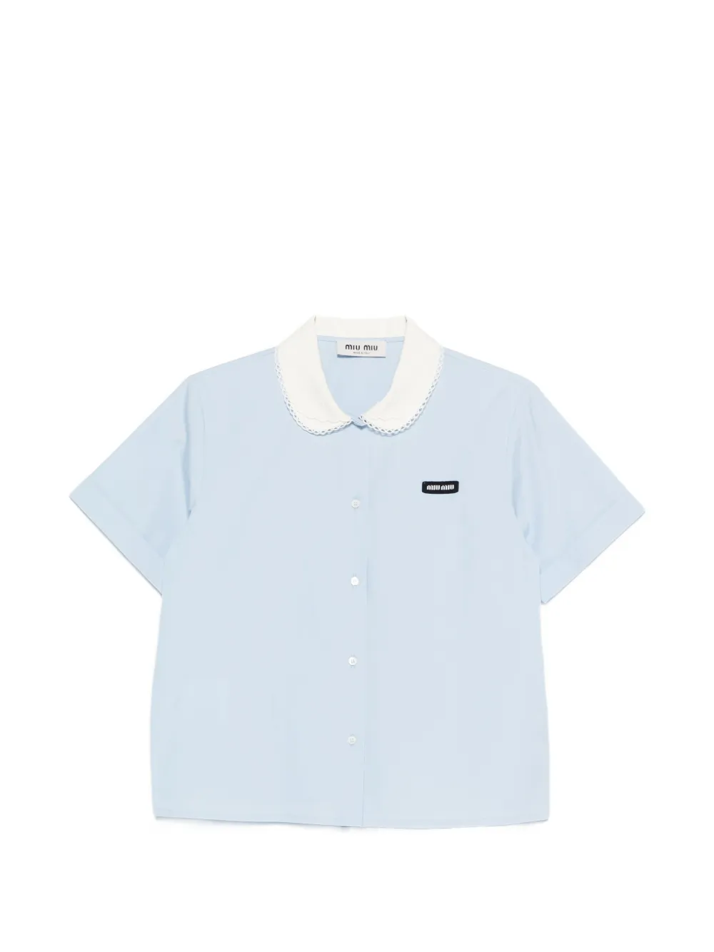 Miu Miu scalloped-collar short-sleeve shirt - Blu