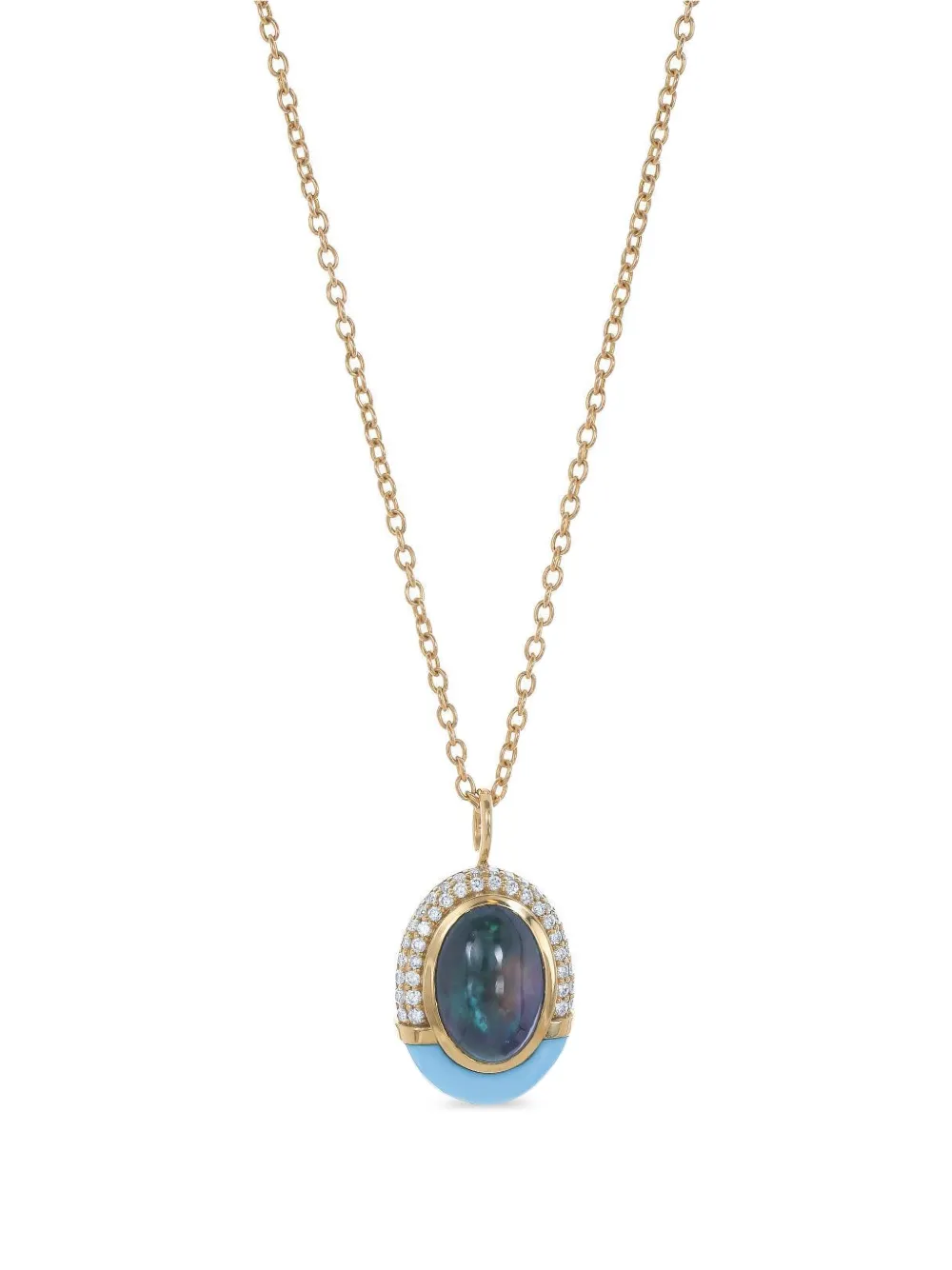 Mason and Books opal diamond oval necklace - Oro