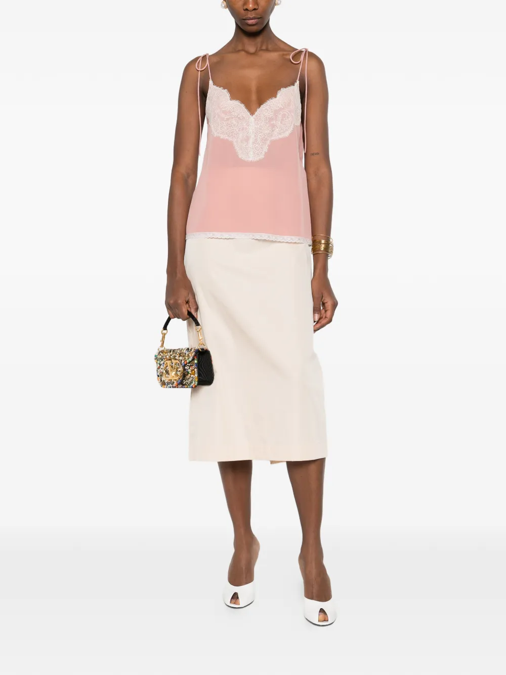 Valentino Garavani lace-trim tank top - Roze