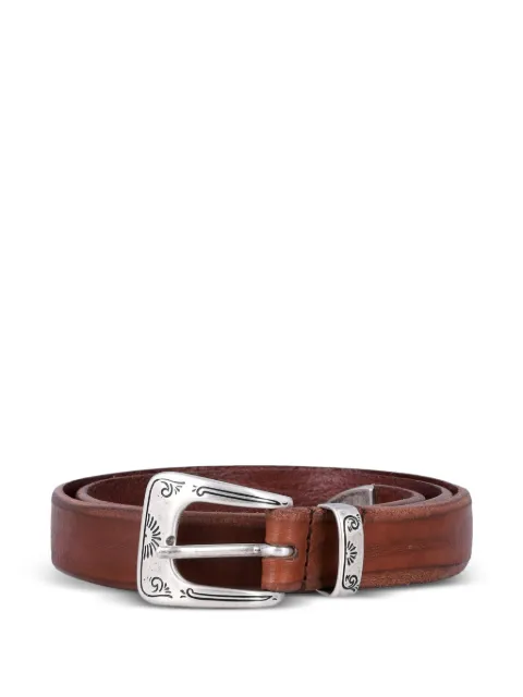 Fabrizio Mancini engraved buckle leather belt