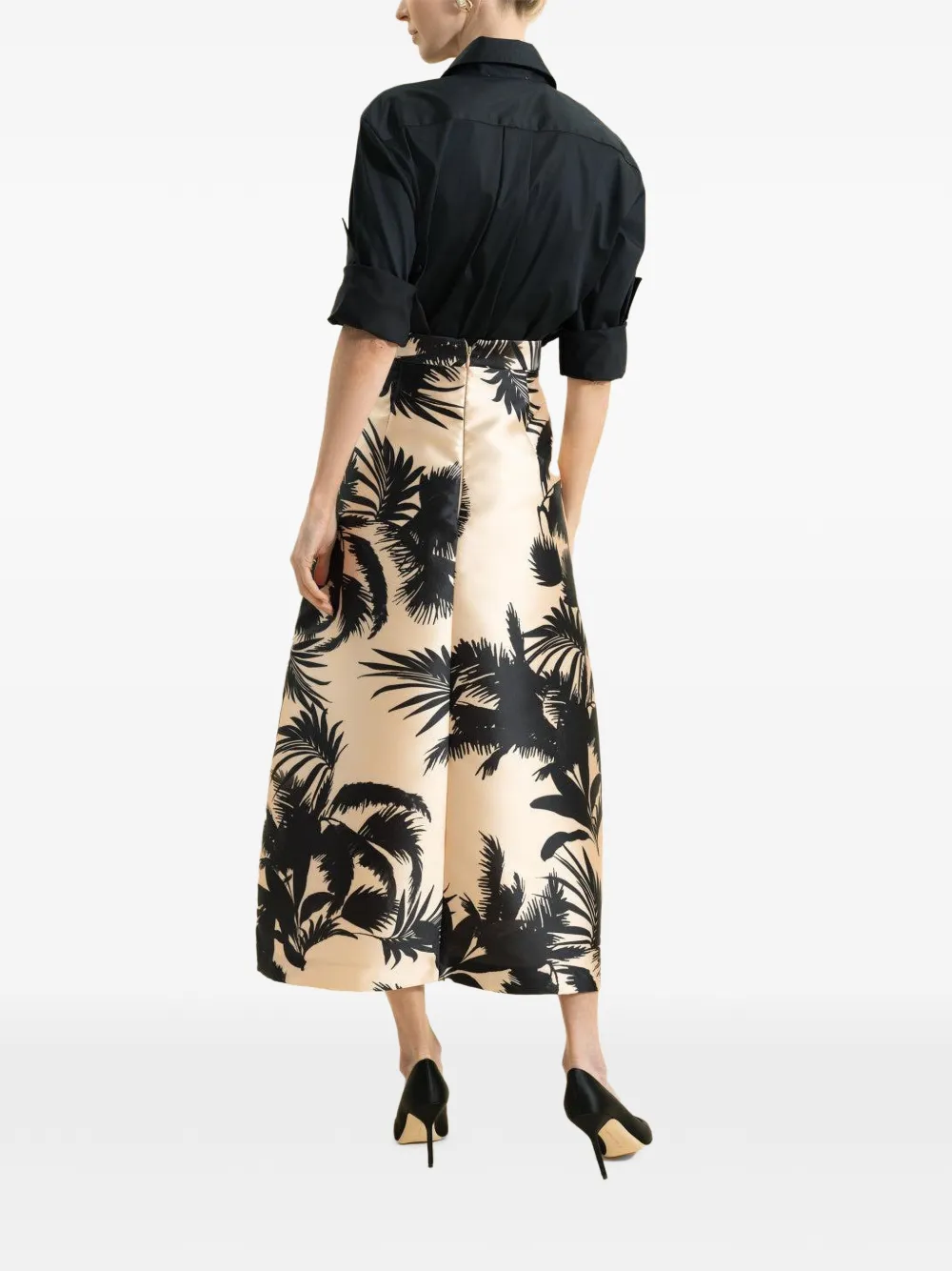  Lunatica Milano Palm Tree Midi Skirt - Neutrals 