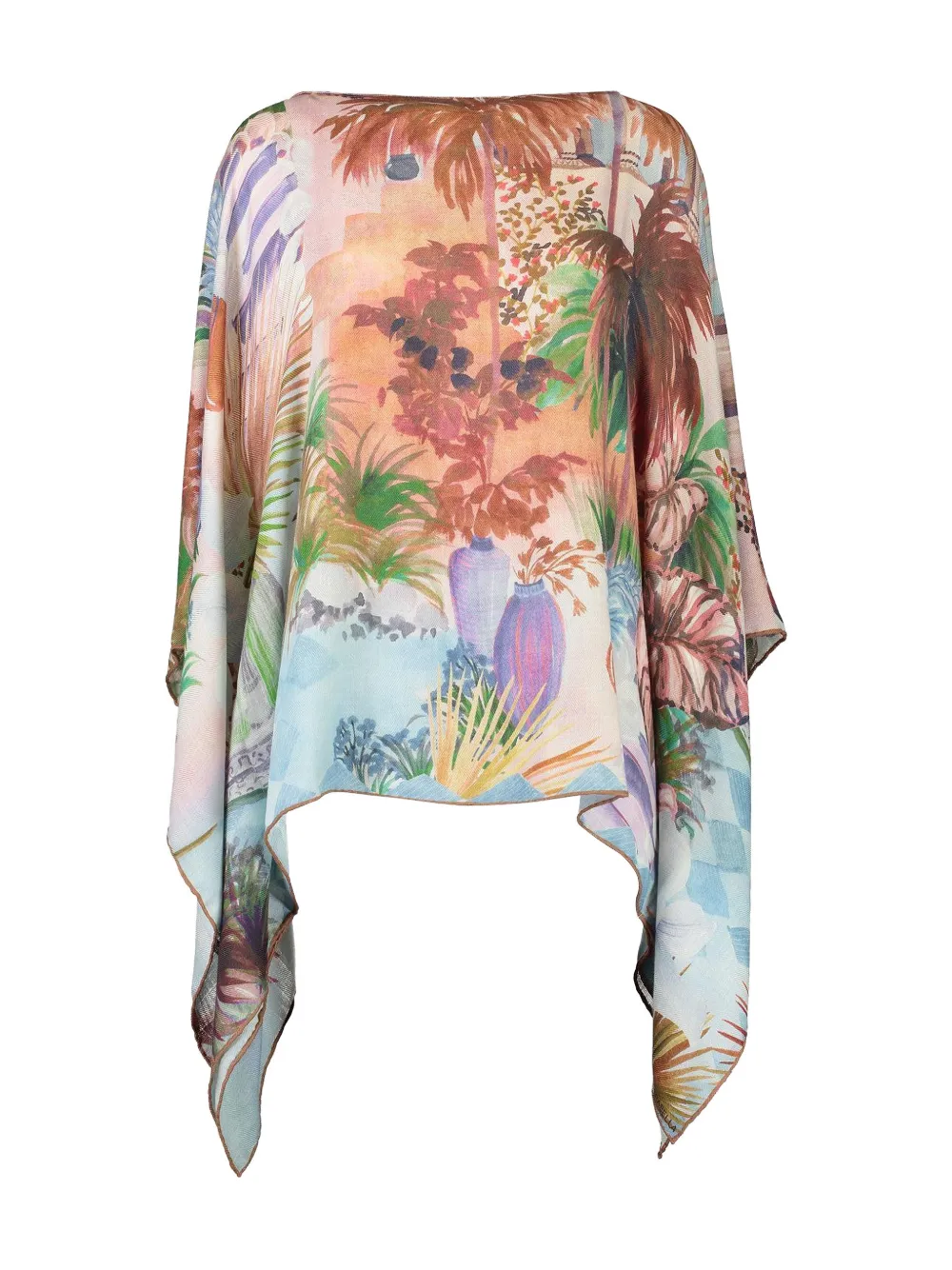 rani arabella printed poncho - Nude