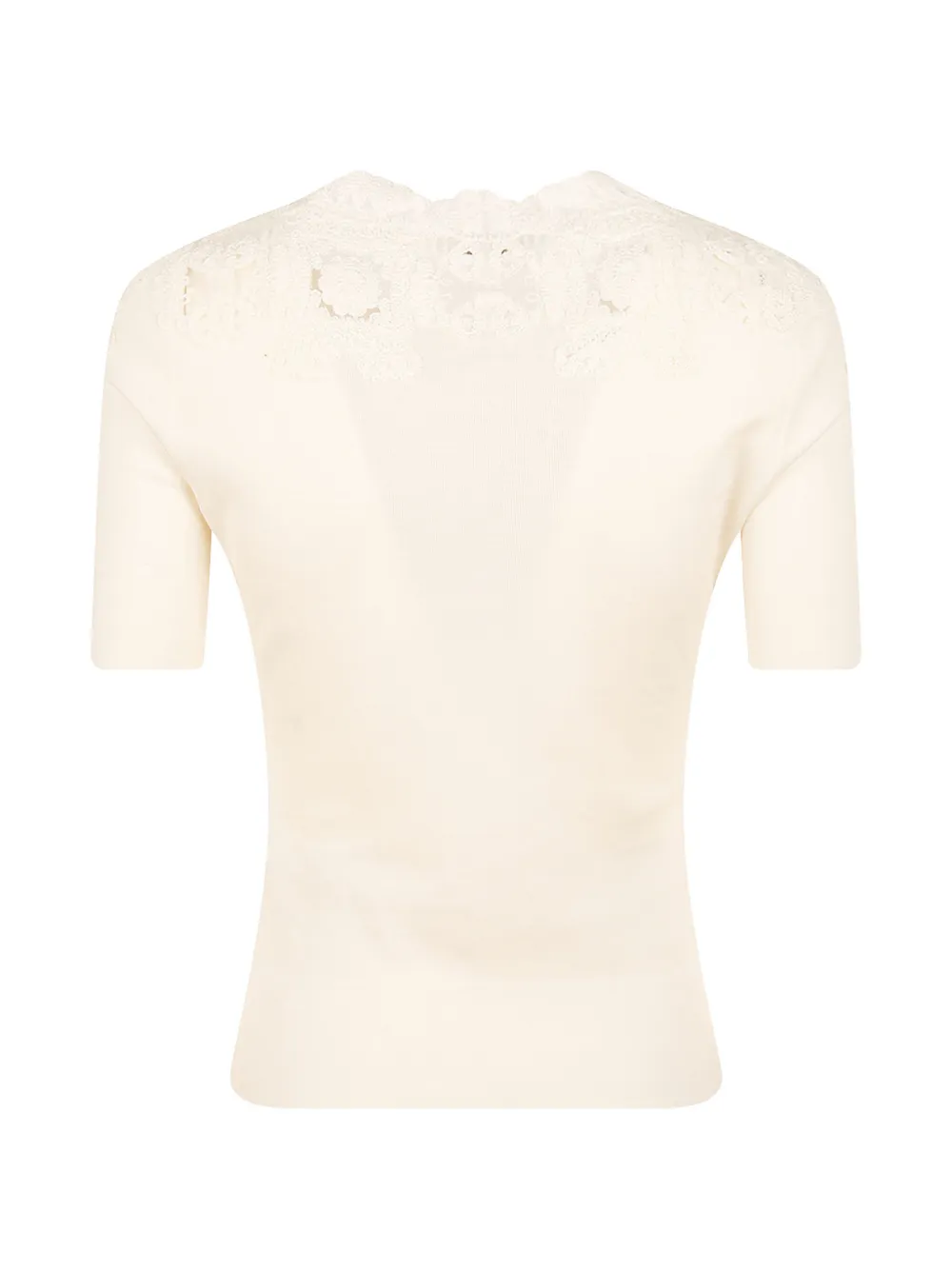 Ermanno Scervino Top met korte mouwen en kanten vlakken Beige