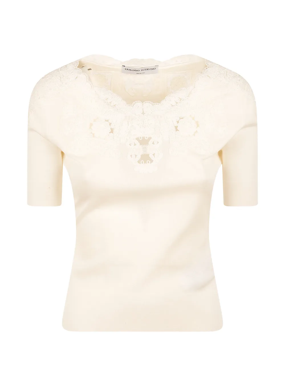 Ermanno Scervino lace-panelled short-sleeve top - Toni neutri