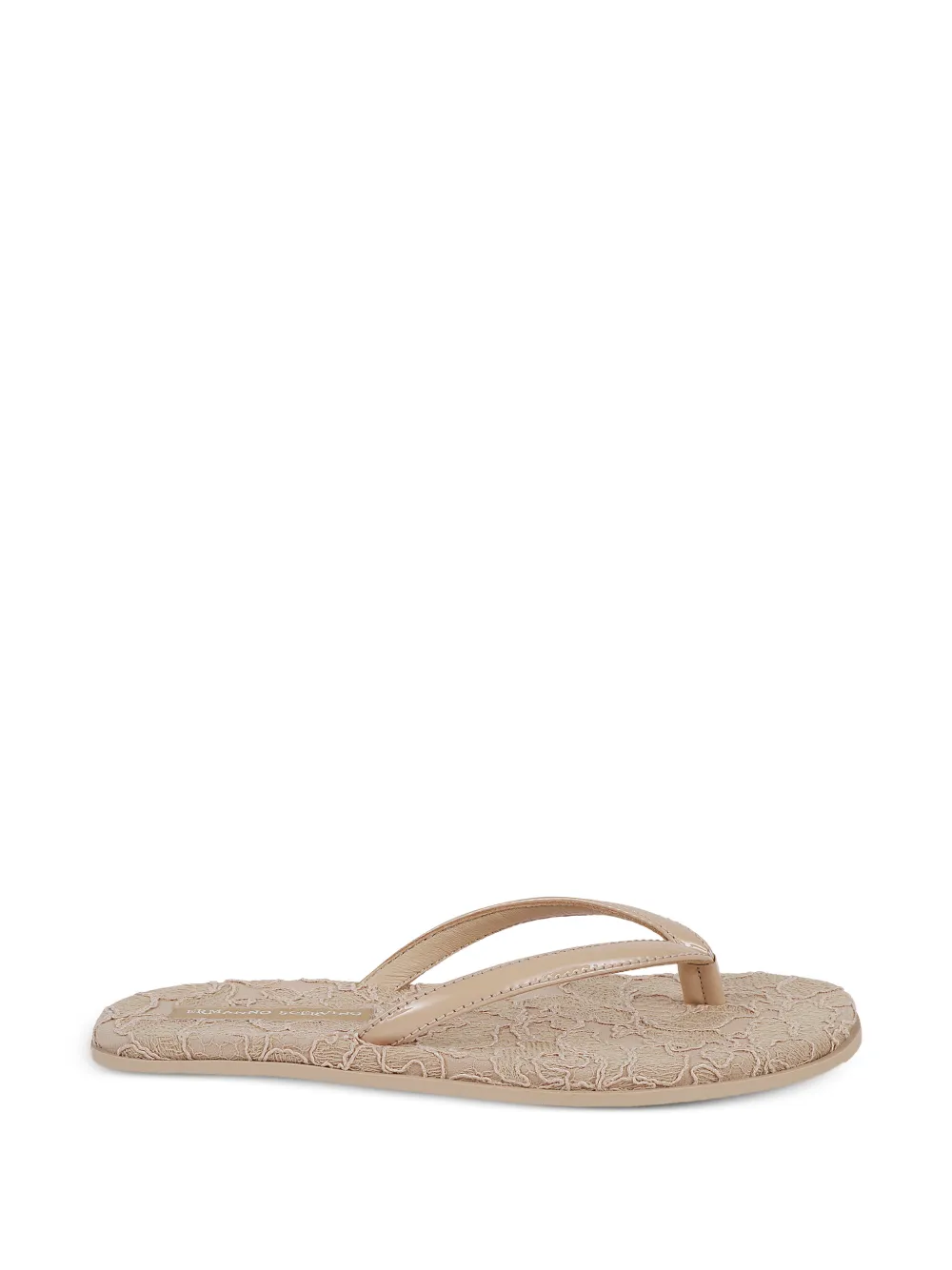 Ermanno Scervino lace-covered patent-leather flip-flops - Nude