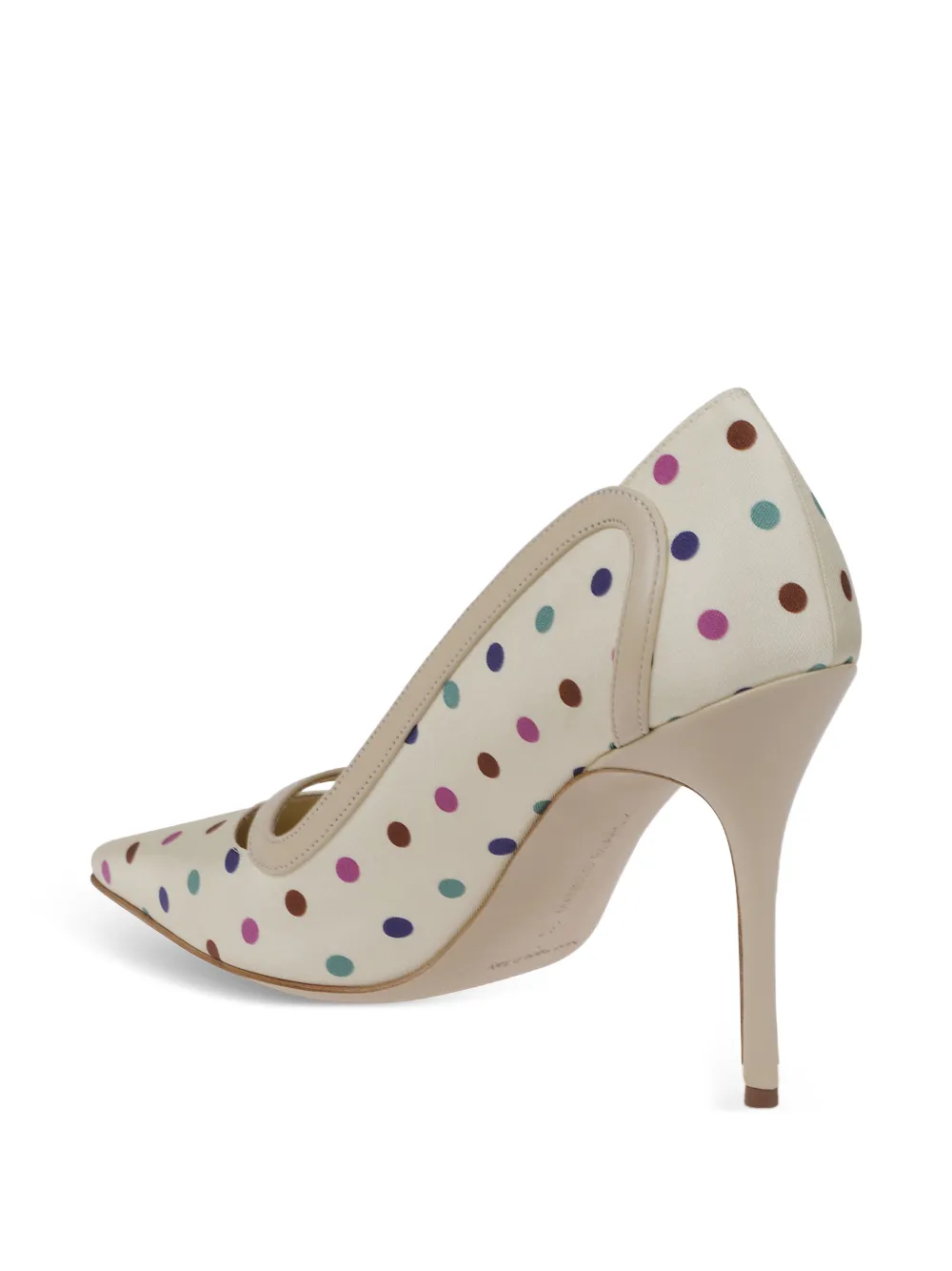 Manolo Blahnik Labama polka-dot silk pumps Beige