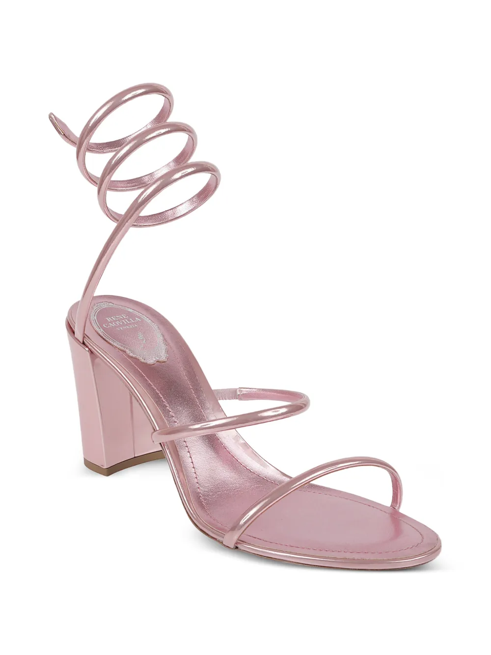 René Caovilla Cleo leather heeled sandals Roze