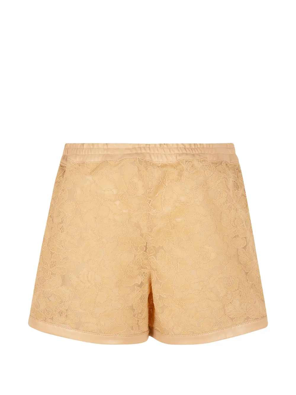 Ermanno Scervino Shorts met leren afwerking en overslag van kant Bruin