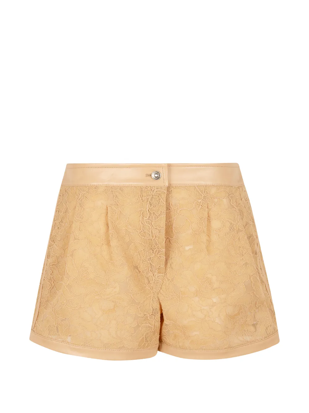 Ermanno Scervino lace-overlay leather-trim shorts - Braun
