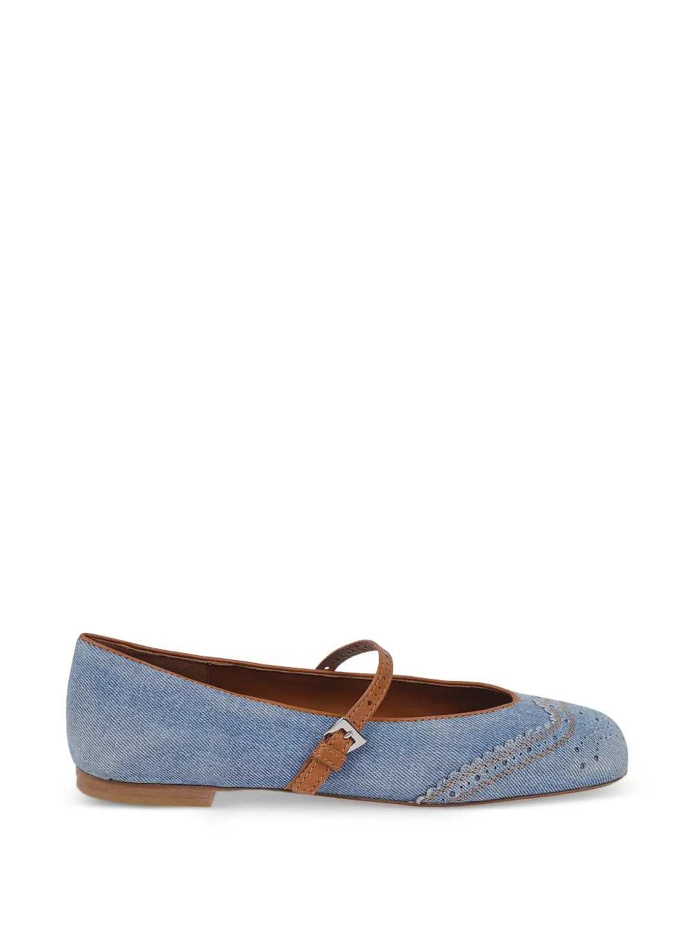 Ermanno Scervino brogue-detail buckle-strap ballet flats - Blu