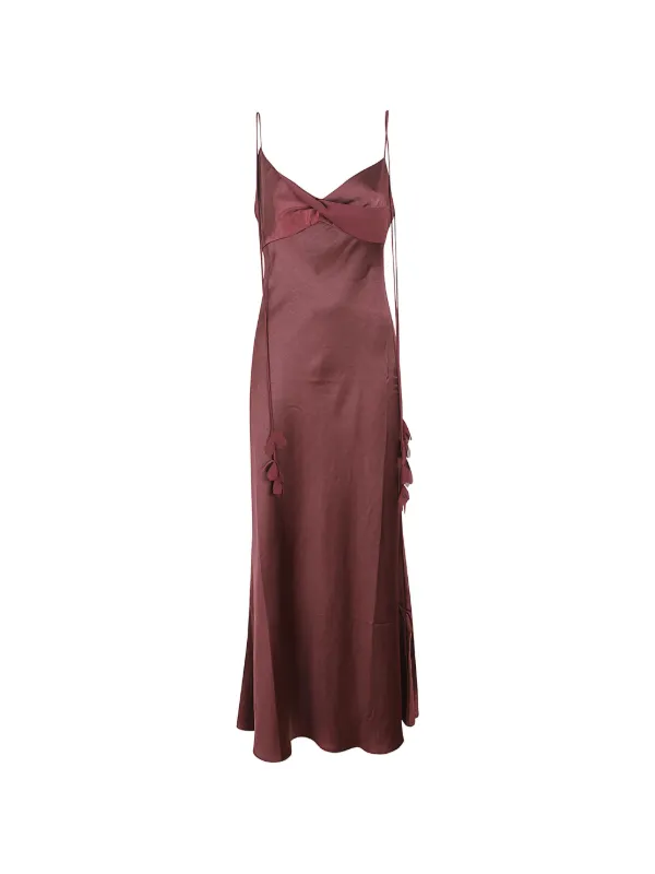 self portrait floral satin midi dress self-portrait - Burgundy Satin Flower Midi Dress