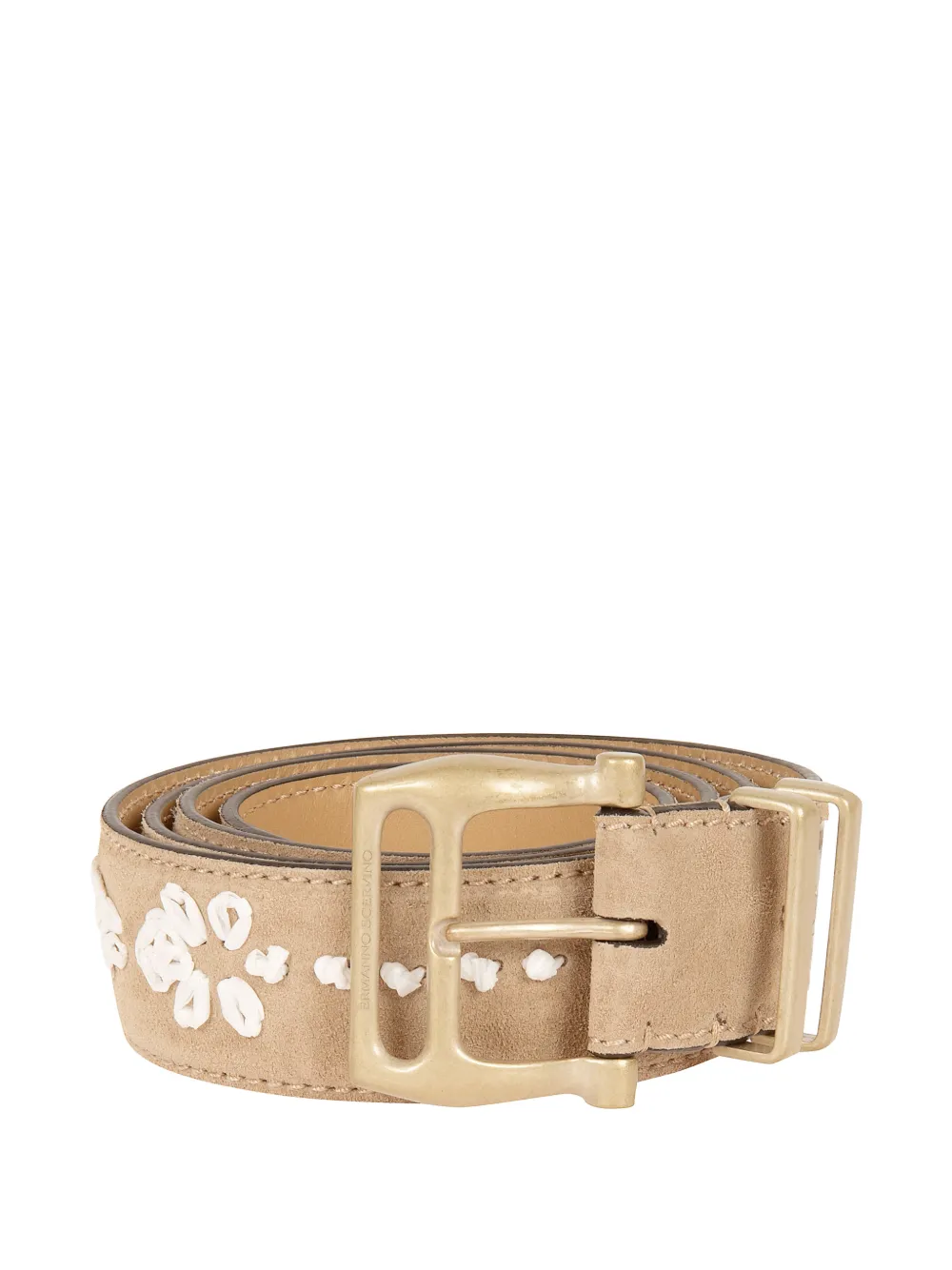 Ermanno Scervino Suède riem met borduurwerk Beige