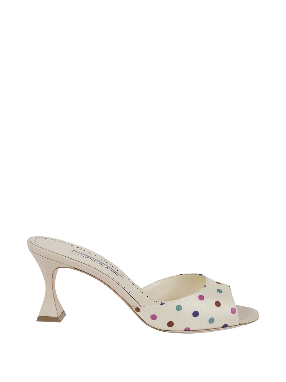 Manolo Blahnik Jadaron polka-dot silk heeled sandals - Nude