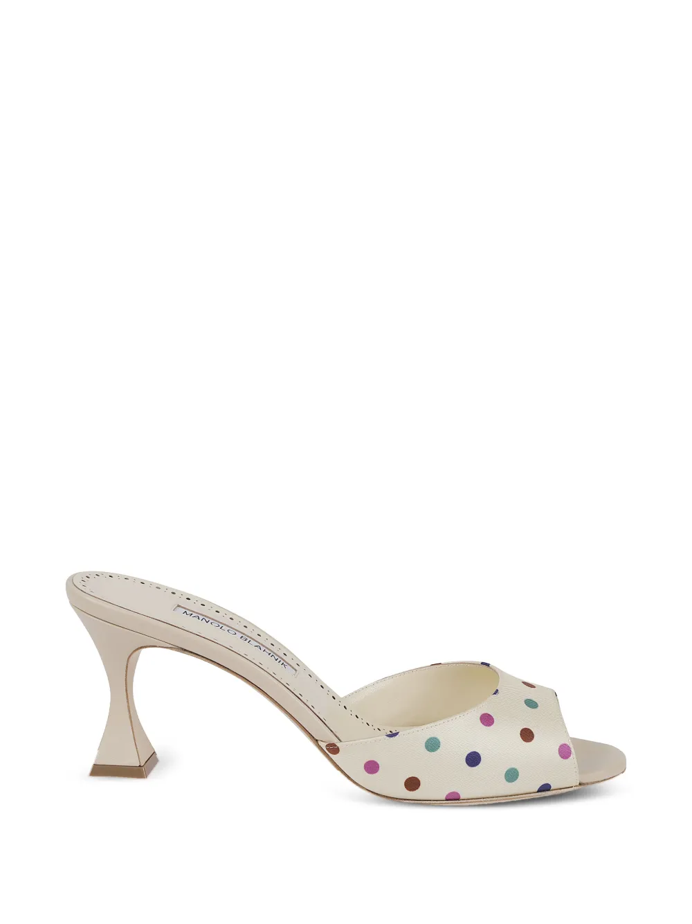 Manolo Blahnik Jadaron polka-dot silk heeled sandals Beige