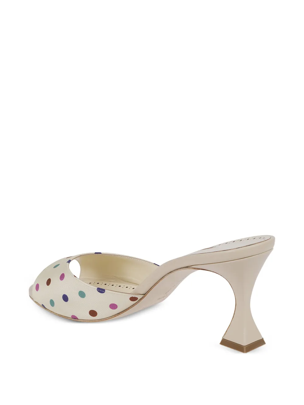 Manolo Blahnik Jadaron polka-dot silk heeled sandals Beige