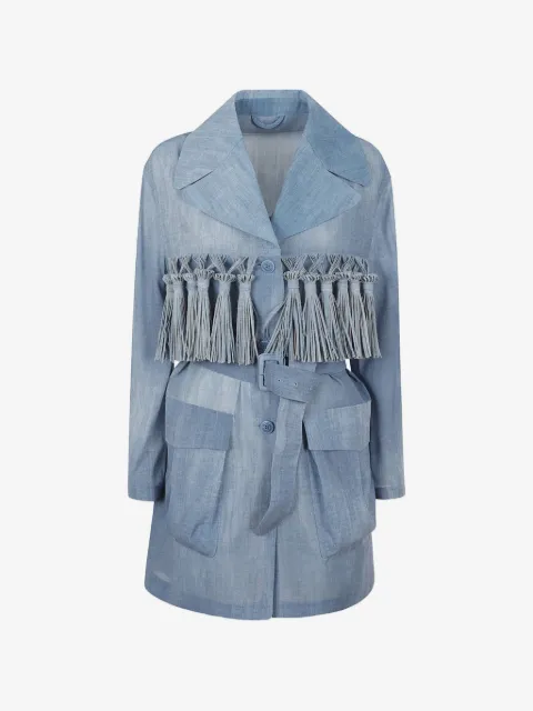 Ermanno Scervino blazer med frynsedetalje og bælte