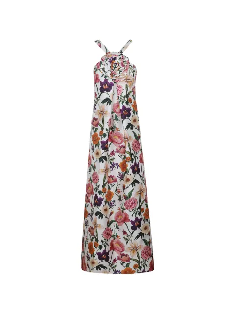 Borgo De Nor maxi floral-print appliqué-detail dress